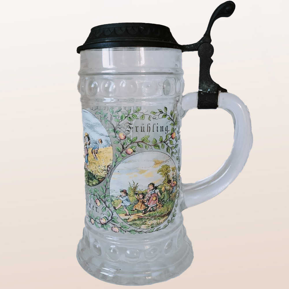 Vintage Rewind, glass beer stein, German beer stein, German glass beer stein, vintage German beer glass, collectable German beer stein