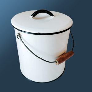 Vintage enamel bucket, 12L enamel bucket with lid, enamel bucket