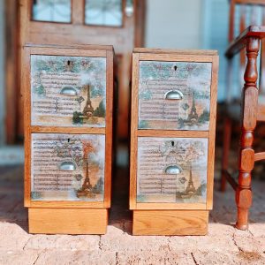 Vintage-style decoupage design Bed side chests